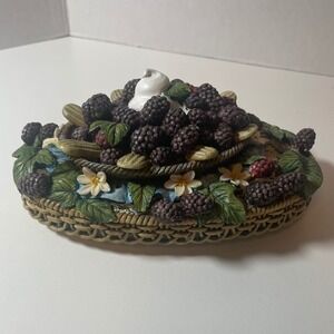 Colonial Candle Jar Topper Sz 7" Berry Swirl Blackberry Figurine Cottagecore